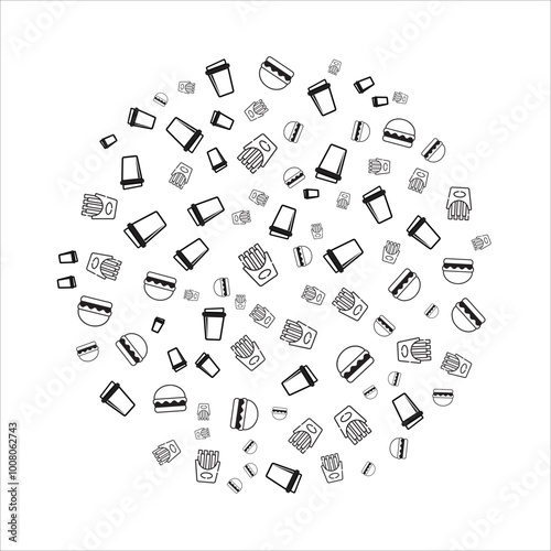 Doodle Burger friench fries Coffee Background Vector with white background suitable for coffeeshop banner