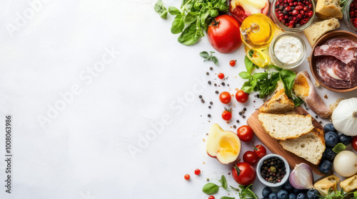 healthy foods on a white background photo