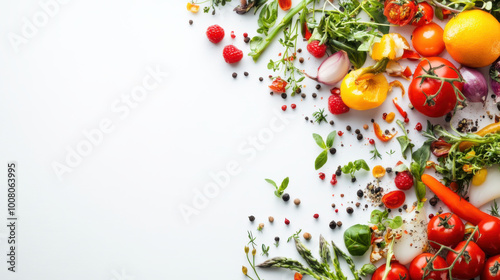 healthy foods on a white background