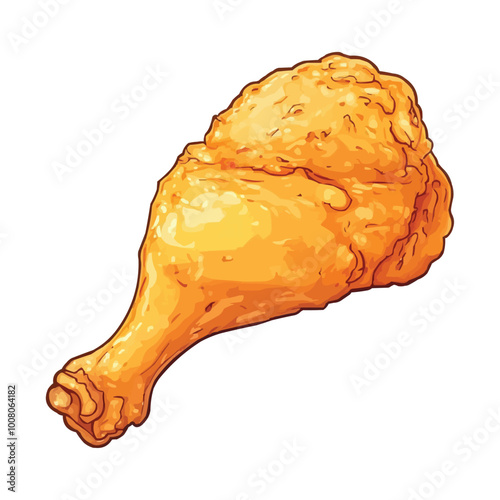 Simple vector illustration of a deep-fried chicken leg