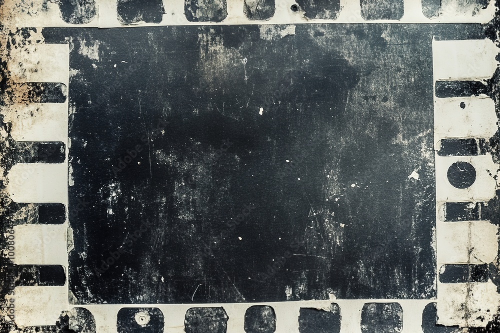 Obraz premium Grunge film strip frame with scratches and worn texture