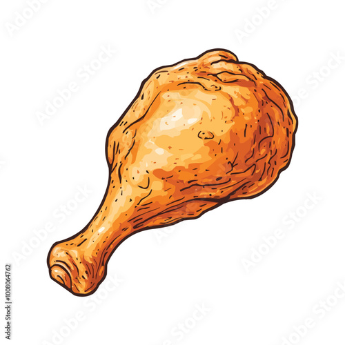 Simple vector illustration of a deep-fried chicken leg