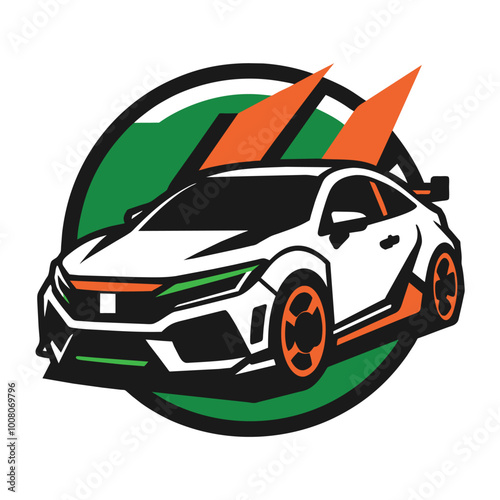 A dynamic illustration features a high performance vehicle depicted in anime style highlighting its bold design and vibrant colors with a racing theme