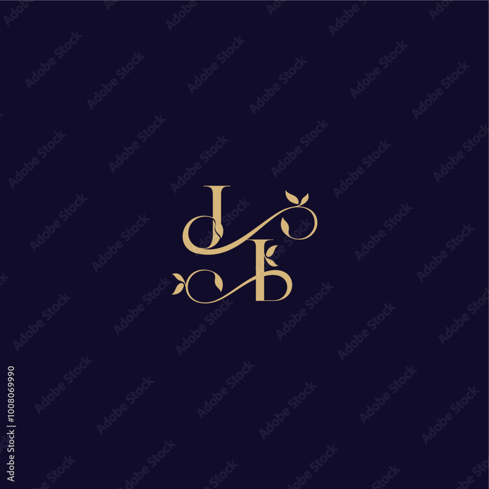 wedding initial beauty leaf monogram logo letter organic and elegant concept JI wedding initial beauty leaf monogram logo letter organic and elegant concept JI