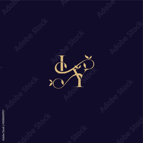 wedding initial beauty leaf monogram logo letter organic and elegant concept IY