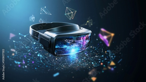Obraz na płótnie Virtual Reality Headset and Futuristic Elements w salonie