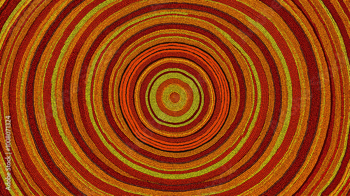  Vibrant concentric circles in red and green earthy tones