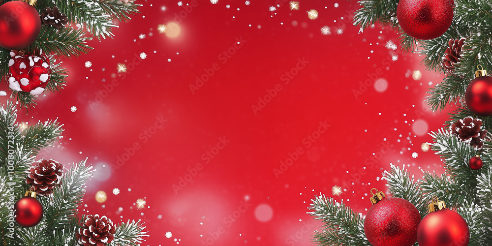 Weihnachtskarte Banner mit schöner Weihnachtsdekoration. Platz für eigenenen Text. Werbebanner oder Poster