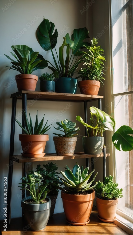 Close-Up of Succulent Plants on Indoor Shelf Close-Up of Succulent Plants on Indoor Shelf