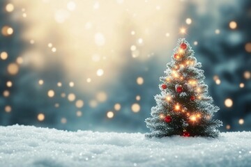 blurred christmas tree, snow, christmas, background