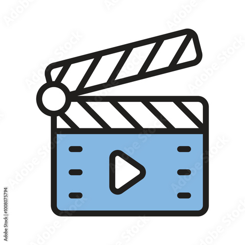 Movie clapperboard representing video production and filming