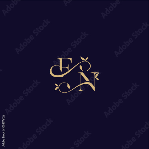 wedding initial FN organic and elegant concept beauty leaf monogram logo letter