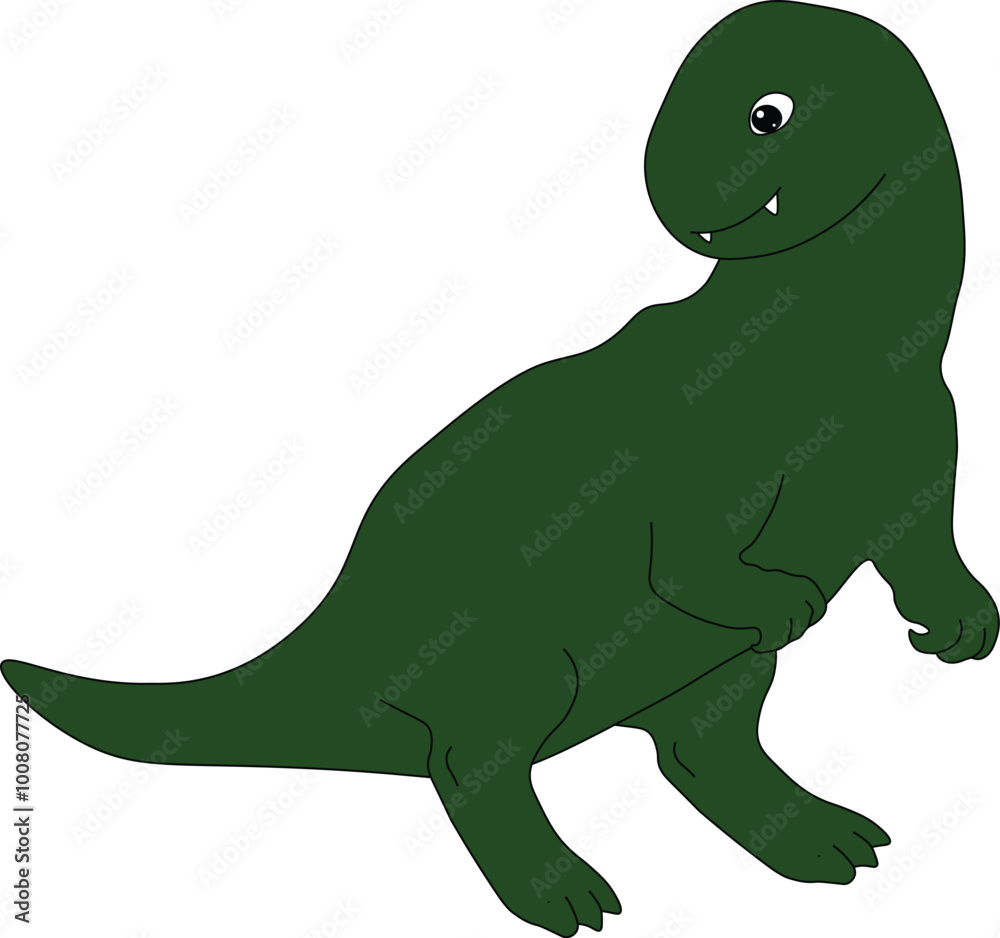 big cute green dinosaur tyrannosaurus standing on hind legs and smiling, cartoon, easy to edit, stock vector big cute green dinosaur tyrannosaurus standing on hind legs and smiling, cartoon, easy to edit, stock vector