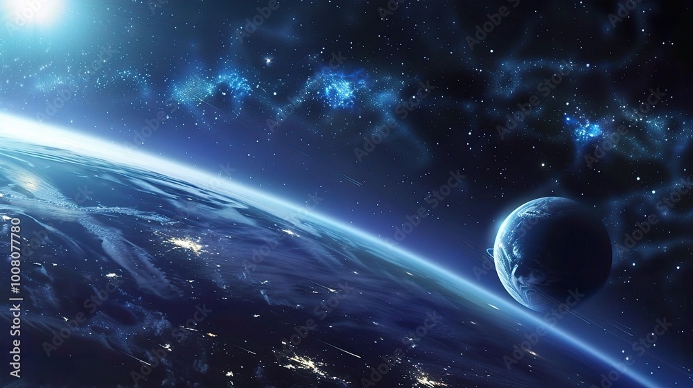 Star Earth Sky - Deep Blue Night Sky Wallpaper Background. A captivating view of the starry sky above Earth, with a deep blue hue creating a mesmerizing and dreamy backdrop Star Earth Sky - Deep Blue Night Sky Wallpaper Background. A captivating view of the starry sky above Earth, with a deep blue hue creating a mesmerizing and dreamy backdrop