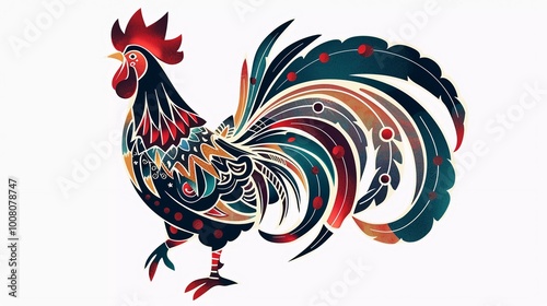 rooster logo design illustration in colorfully and isolated in white background