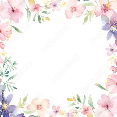 PNG Little minimal little flower square border in watercolor style backgrounds pattern plant.