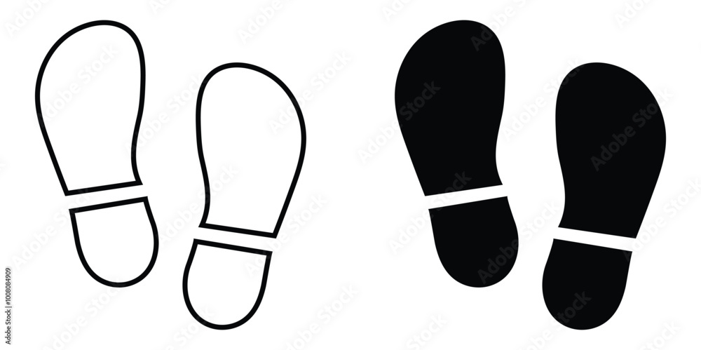 shoe print silhouette in stroke and fill version shoe print silhouette in stroke and fill version