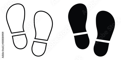 shoe print silhouette in stroke and fill version