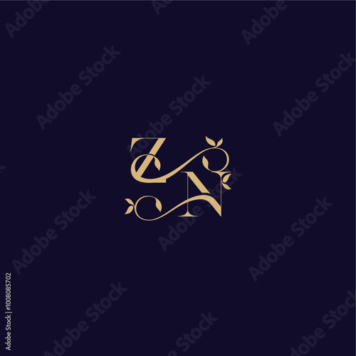 ZN letter organic and elegant concept wedding initial beauty leaf monogram logo