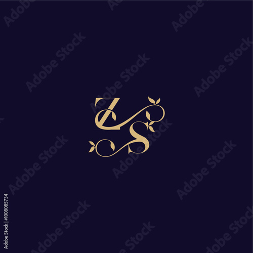 ZS letter organic and elegant concept wedding initial beauty leaf monogram logo