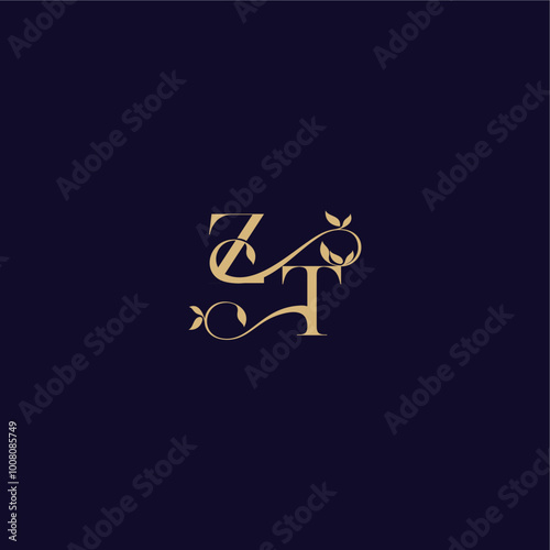 ZT letter organic and elegant concept wedding initial beauty leaf monogram logo photo