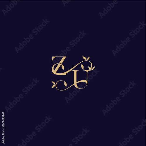 ZU letter organic and elegant concept wedding initial beauty leaf monogram logo