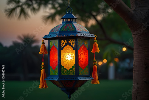 Colorful beautiful lantern in Diwali festival with an isolated background photo