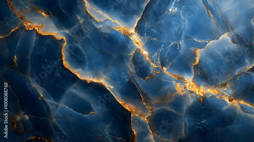 Abstract Blue and Gold Marble Texture Background