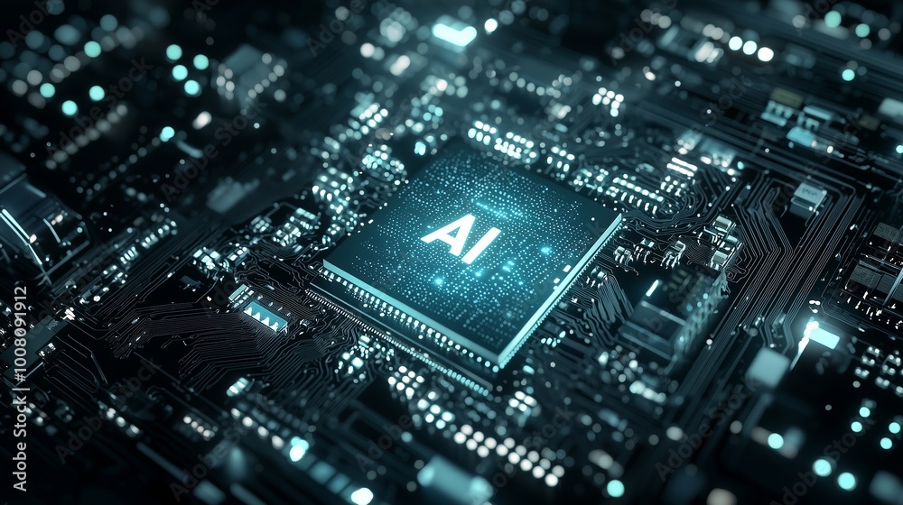 Sleek Microchip Technology with AI Integration