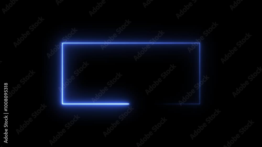 Abstract colorful neon light movement motion with space. Video animation of glowing neon rectangles.