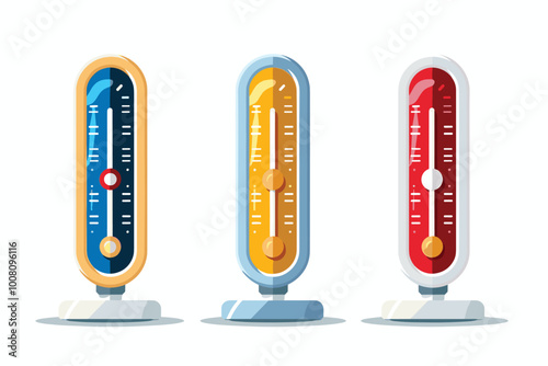 Vintage Cartoon Thermometer Illustration for Design Projects, Thermometers set 