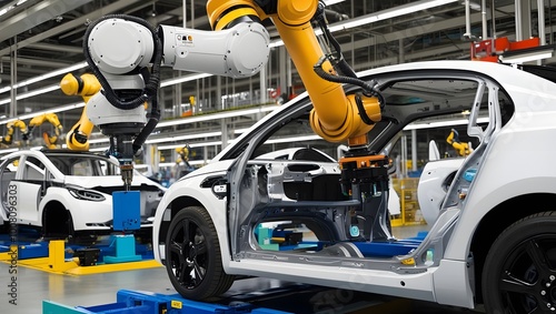 Wallpaper Mural Advanced Robotic Automation in Modern Car Manufacturing Facility. Generative AI
 Torontodigital.ca
