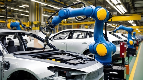 Wallpaper Mural Advanced Robotic Automation in Modern Car Manufacturing Facility. Generative AI
 Torontodigital.ca