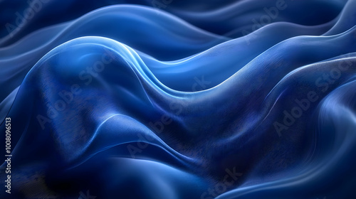 Wallpaper Mural Abstract Blue Wavy Background 3D Render Torontodigital.ca