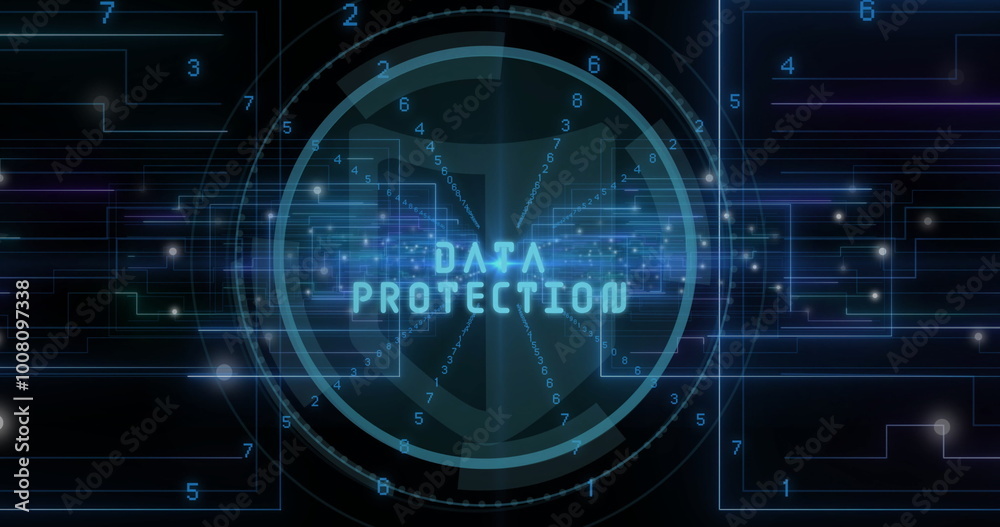 Image of data processing and scope over dark background Image of data processing and scope over dark background