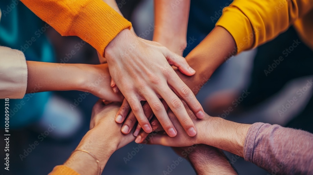 A diverse group of hands coming together in unity, symbolizing teamwork, cooperation, and support. A diverse group of hands coming together in unity, symbolizing teamwork, cooperation, and support.