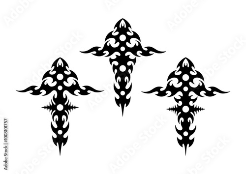 Cross trinity neo tribal, cyber sigilism, y2k, punk, gothic tattoo design photo