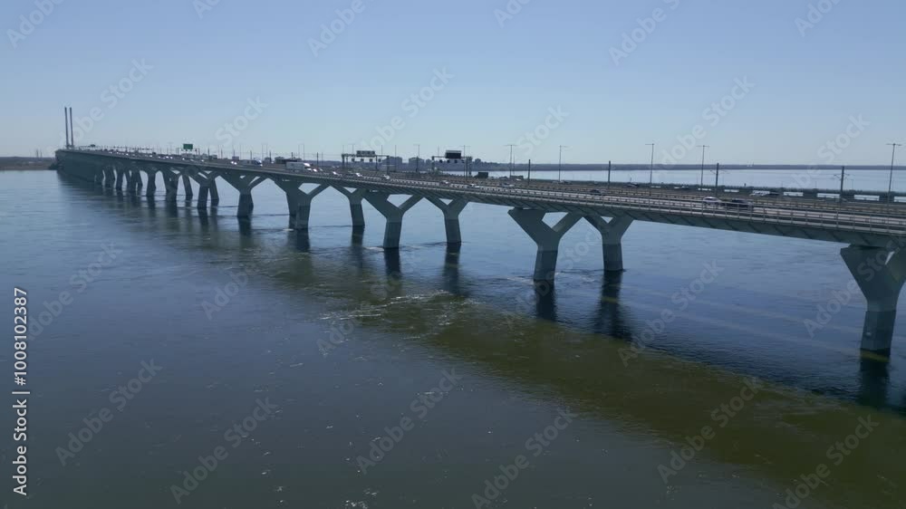 Aerial View of Champlain Bridge in Montreal Captured by Drone Aerial View of Champlain Bridge in Montreal Captured by Drone