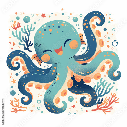 cute colourful cartoon octopus