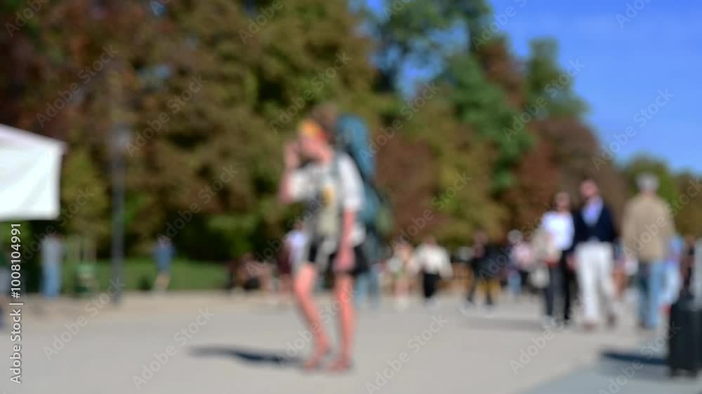 Slow motion and defocused shot of crowd of people locals and tourists walking Slow motion and defocused shot of crowd of people locals and tourists walking