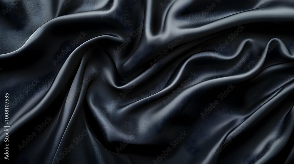 Obraz premium Abstract Dark Fabric Background - Black Draped Silk Texture