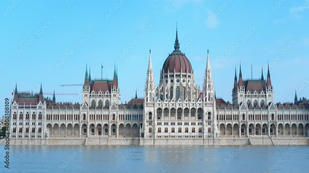Flooding in Budapest. The Danube River burst its banks and flooded the steps of the Hungarian Parliament Flooding in Budapest. The Danube River burst its banks and flooded the steps of the Hungarian Parliament