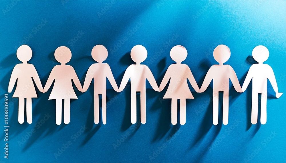 Unity in Action: Paper Cut-Out People Symbolizing Teamwork Unity in Action: Paper Cut-Out People Symbolizing Teamwork