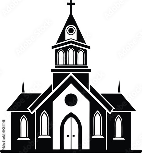 make a church silhouette vector art illustration