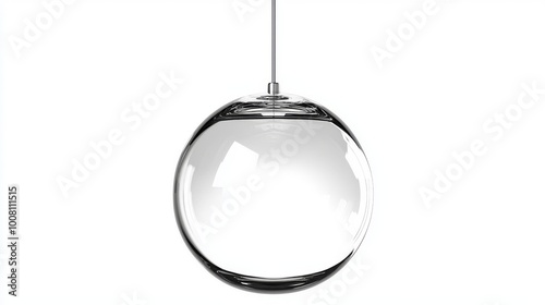 Christmas ball bauble glossy transparent glass blank hanging at the top upright 3D rendering