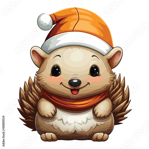 Armadillo Christmas Hat Illustration