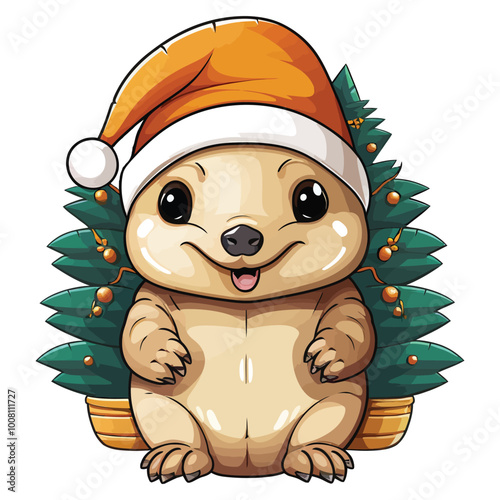 Armadillo Christmas Hat Illustration