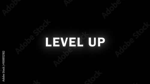 LEVEL UP animation with glitch effect in RGB. Perfect for video games, digital media, and game design. Seamless looped design.