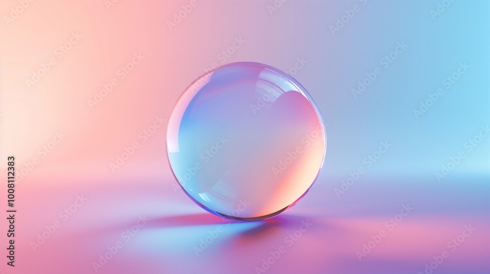 A single translucent circle floating against a gradient of cool colors. A single translucent circle floating against a gradient of cool colors.
