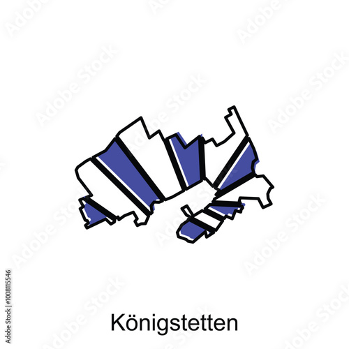 Konigstetten map flat icon illustration, Vector map of Austria with named Country and travel icons template photo